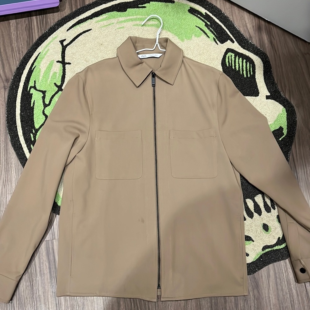 Zara Tan Lightweight Shirt Jacket